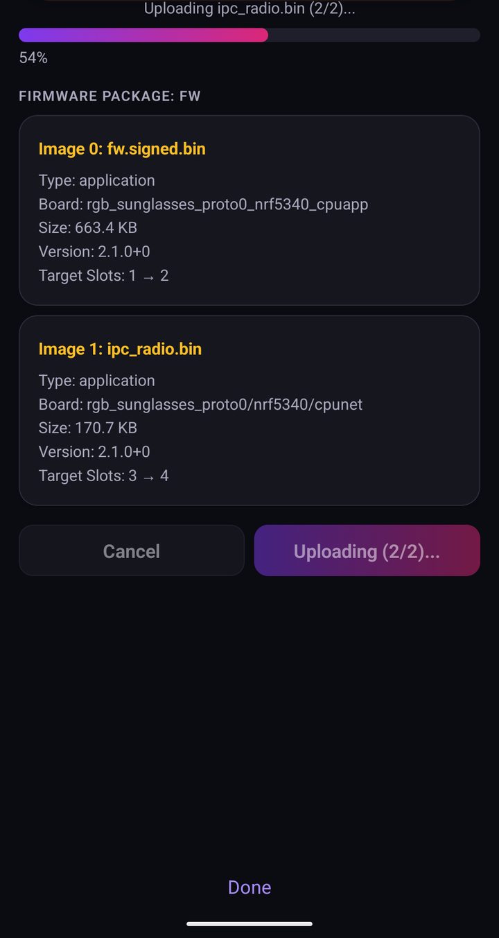 Upload progress bar during a firmware update